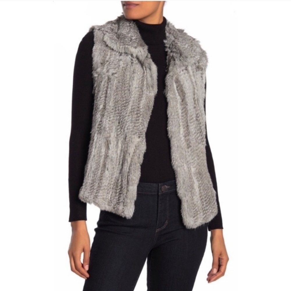 Bagatelle 100% Real Rabbit Fur Vest Jacket Size Large